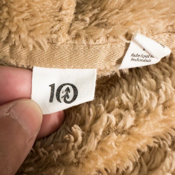 Tentree Eco Teddy Snap Front Fleece Hoodie Womens XL Tan Gorpcore Boho Cozy - Picture 3 of 13